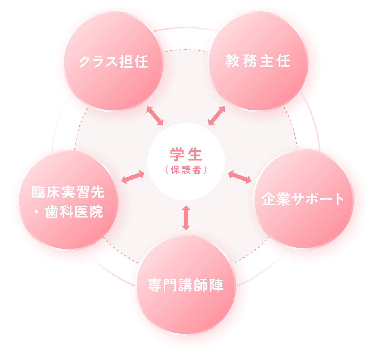 在学中から卒業後までの継続的なキャリア支援のイメージ図